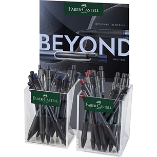 Faber-Castell Beyond Gel Expositor con 24 Boligrafos Retractiles - Punta 0.7mm - Trazo de 0.4mm - Grip de Agarre - Colores Surtidos