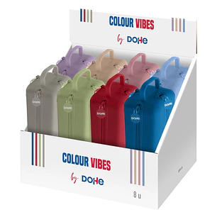 Dohe Vibes Expositor con 8 Portatodo - 4 Cremalleras - Tirador de Goma - Silicona de Tacto Suave - Asa Lateral - Colores Surtidos