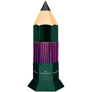 Faber-Castell Janus 2160 Expositor de 120 Lapices Finos Bicolor Hexagonales - Ecologico - Resistente a la Rotura - Color Rojo/Azul