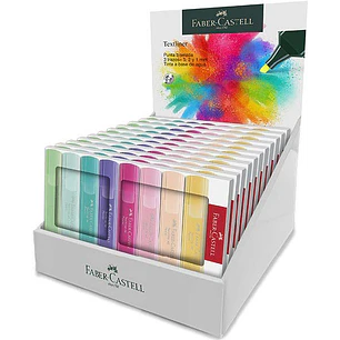 Faber-Castell Textliner 46 Pastel Expositor con 11 Packs de 8 Marcadores Fluorescentes - Punta Biselada - Trazo entre 1mm y 5mm - Tinta con Base de Ag