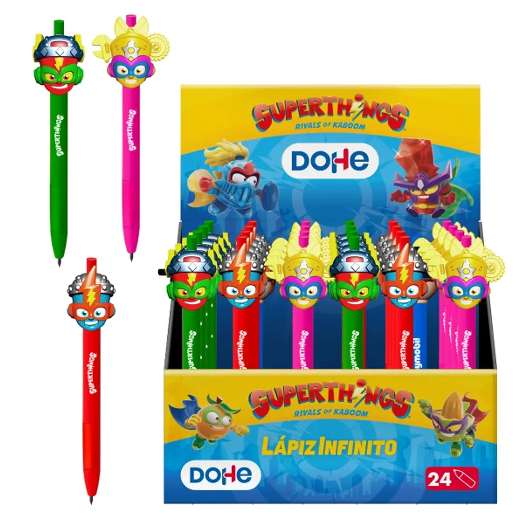 Dohe Superthings Expositor con 24 Lapices Infinitos - Punta Retractil - Colores Surtidos 1