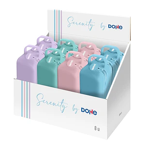 Dohe Serenity Expositor con 8 Portatodo - 2 Cremalleras - Tirador de Goma - Silicona de Tacto Suave - Asa Lateral - Colores Surtidos