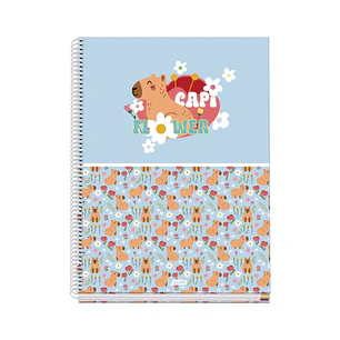 Dohe Capi Flower Cuaderno de Espiral Metalica - Formato A4 - 100 Hojas Offset de 90g - 5x5mm - Microperforadas - Banda de Color - Tapa Dura Plastifica