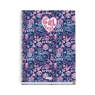 Dohe Girl Power Cuaderno de Espiral Metalica - Formato A4 - 100 Hojas Offset de 90g - 5x5mm - Microperforadas - Banda de Color - Tapa Dura Plastificad
