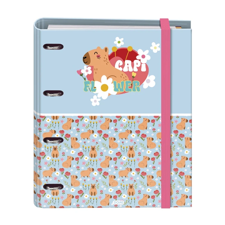 Dohe Capi Flower Carpeta con 4 Anillas de 35mm - 100 Hojas Offset de 90g - 5x5mm - 4 Separadores - Sobre Multitaladro - Cubierta de Carton Plastificad 1