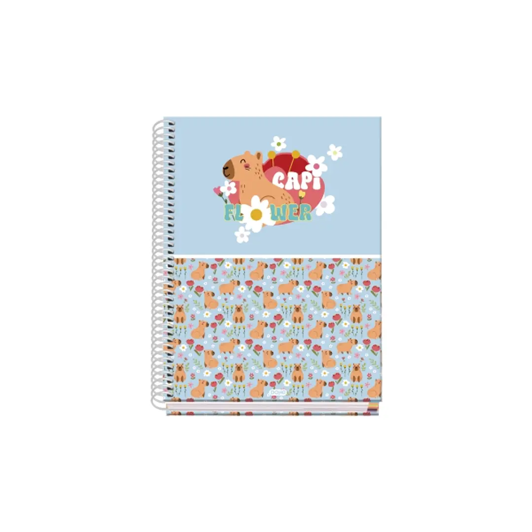 Dohe Capi Flower Cuaderno de Espiral Metalica - Formato A5 - 100 Hojas Offset de 90g - 5x5mm - Microperforadas - Banda de Color - Tapa Dura Plastifica 1