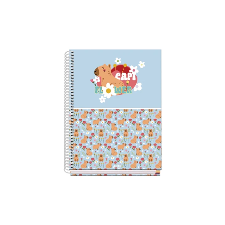 Dohe Capi Flower Cuaderno de Espiral Metalica - Formato A5 - 100 Hojas Offset de 90g - 5x5mm - Microperforadas - Banda de Color - Tapa Dura Plastifica 1