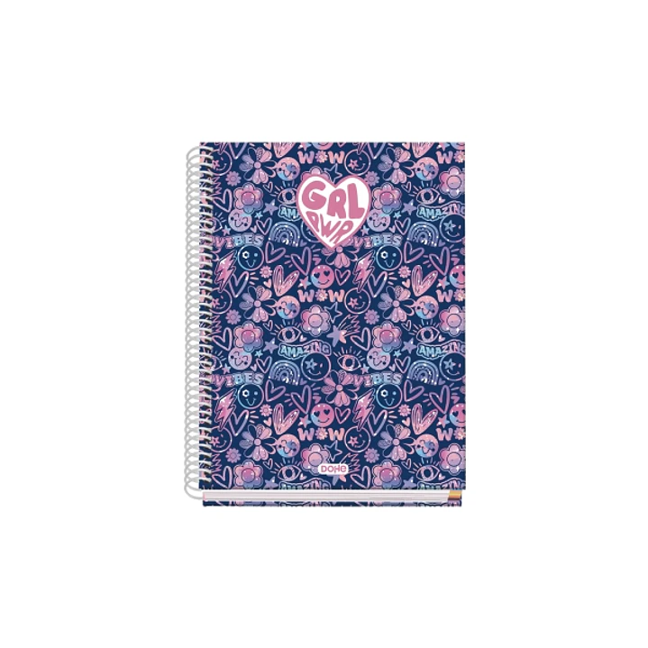 Dohe Girl Power Cuaderno de Espiral Metalica - Formato A5 - 100 Hojas Offset de 90g - 5x5mm - Microperforadas - Banda de Color - Tapa Dura Plastificad 1