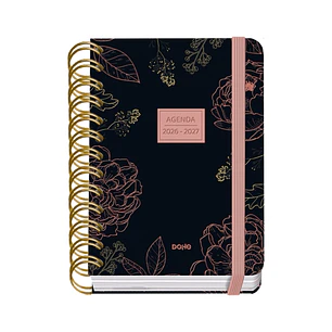 Dohe Premium Noir Agenda Escolar 26/27 - Formato A6 - Dia Pagina - Papel Offset Ahuesado 80g - Cubierta de Carton Plastificado - Espiral Metalica Dobl