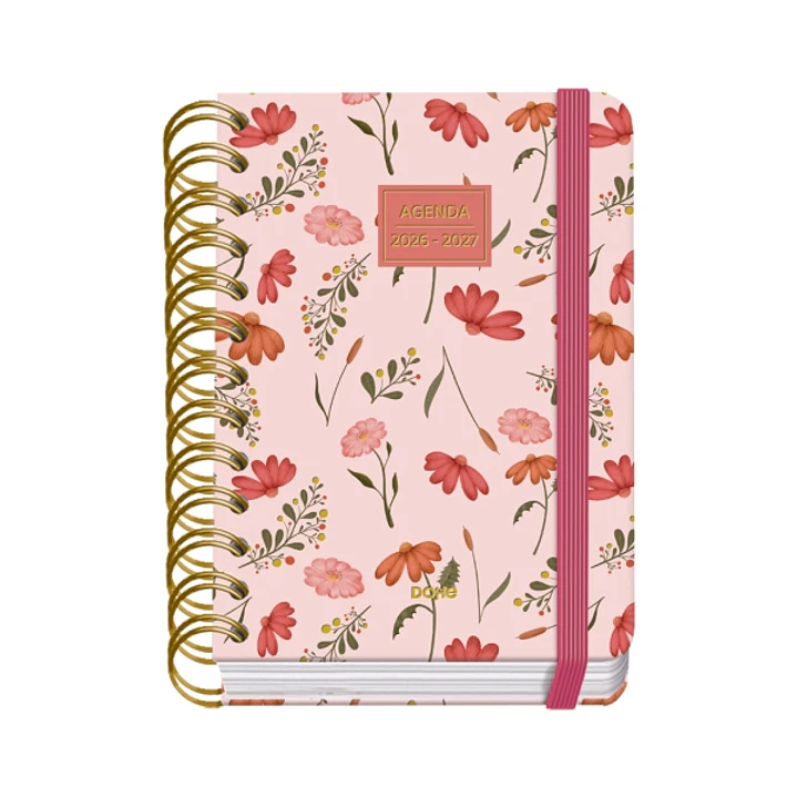 Dohe Premium Belle Agenda Escolar 26/27 - Formato A6 - Dia Pagina - Papel Offset Ahuesado 80g - Cubierta de Carton Plastificado - Espiral Metalica Dob 1