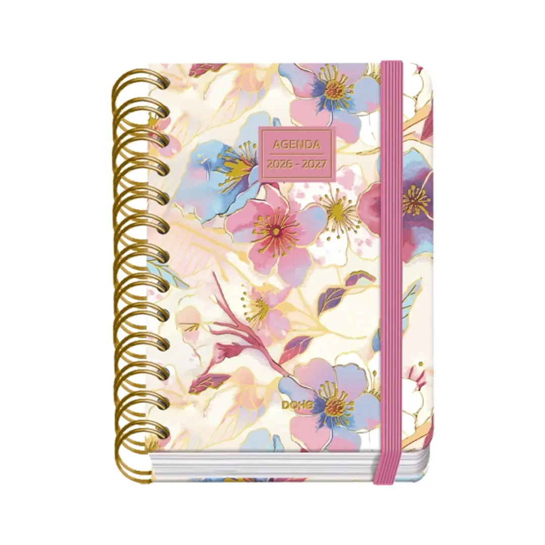 Dohe Premium Magnolia Agenda Escolar 26/27 - Formato A6 - Dia Pagina - Papel Offset Ahuesado 80g - Cubierta de Carton Plastificado - Espiral Metalica  1