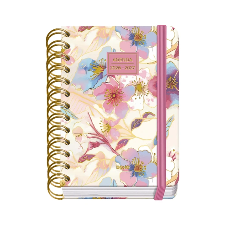 Dohe Premium Magnolia Agenda Escolar 26/27 - Formato A6 - Dia Pagina - Papel Offset Ahuesado 80g - Cubierta de Carton Plastificado - Espiral Metalica  1