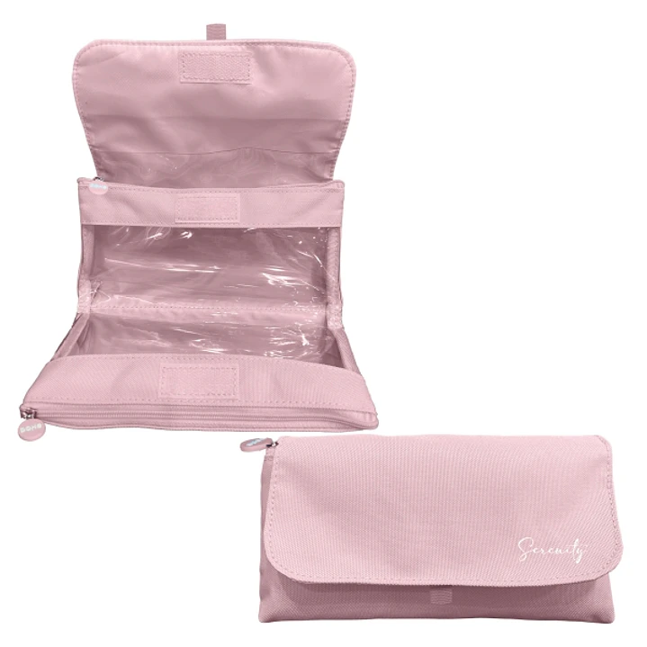 Dohe Serenity Portatodo Doble - Solapa con Bolsillo Interior - Cremallera - Ventanas Transparentes - Poliester - 22x11x6cm - Color Rosa 1