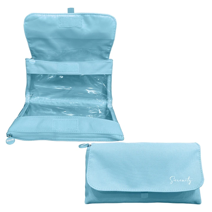 Dohe Serenity Portatodo Doble - Solapa con Bolsillo Interior - Cremallera - Ventanas Transparentes - Poliester - 22x11x6cm - Color Azul 1