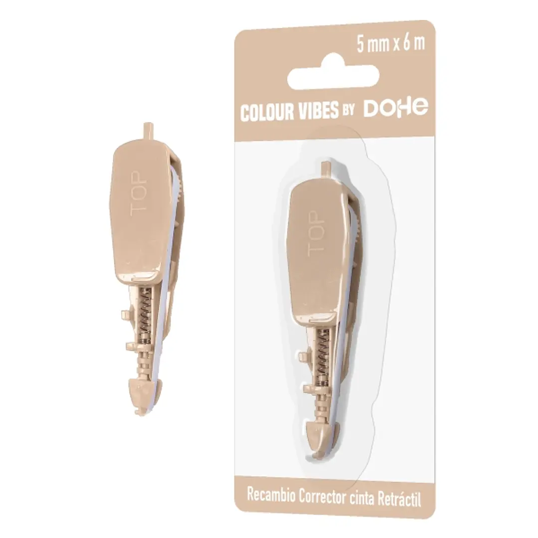 Dohe Colour Vibes Recambio de Cinta Correctora - 5mm x 6m - Retractil - Color Beige 1