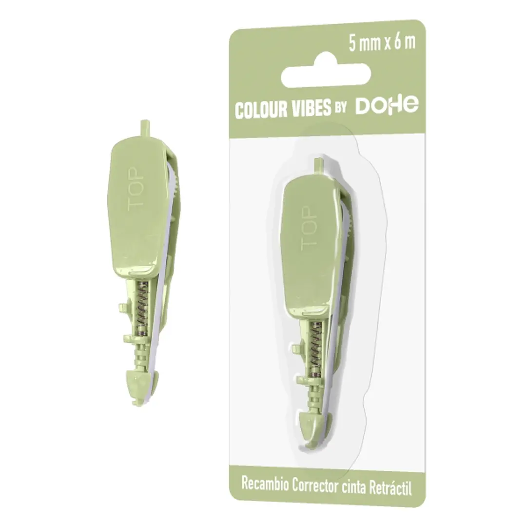 Dohe Colour Vibes Recambio de Cinta Correctora - 5mm x 6m - Retractil - Color Verde 1