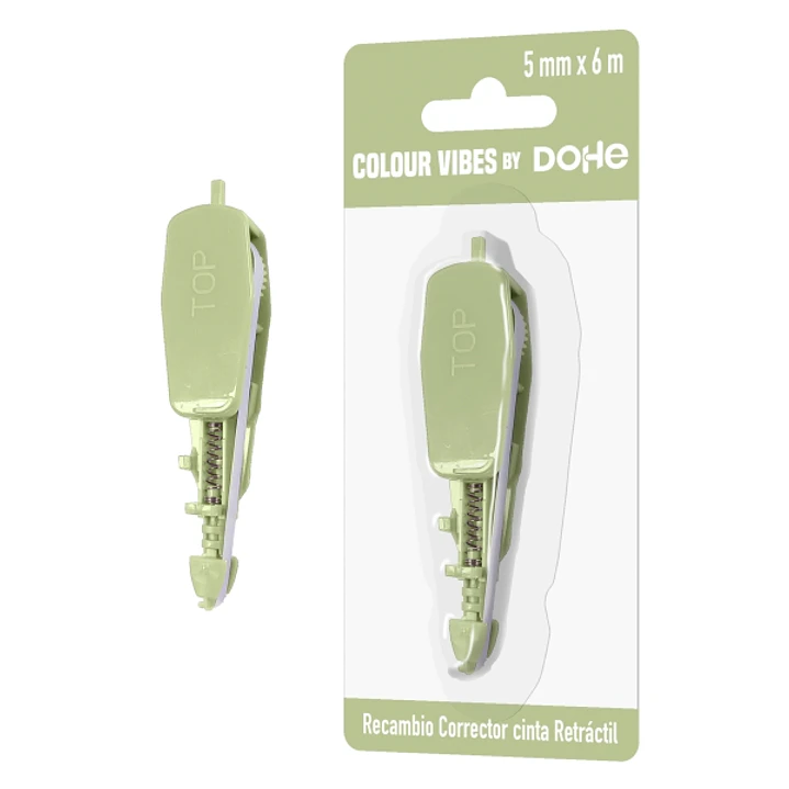 Dohe Colour Vibes Recambio de Cinta Correctora - 5mm x 6m - Retractil - Color Verde 1