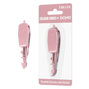 Dohe Colour Vibes Recambio de Cinta Correctora - 5mm x 6m - Retractil - Color Rosa
