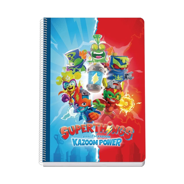 Dohe Superthings Cuaderno de Espiral Metalica - Formato A4 - 100 Hojas Offset de 90g - 5x5mm - Microperforadas - Banda de Color - Tapa Dura Plastifica 1