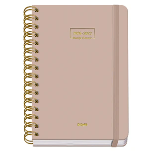 Dohe Premium Agenda Escolar 26/27 - Formato A5 - Dia Pagina - Papel Offset Ahuesado 80g - Cubierta de Carton Plastificado - Espiral Metalica Doble - G