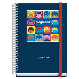 Dohe Prime Playmobil Agenda Escolar 26/27 - Formato A5 - Semana Vista - Papel Offset Ahuesado 70g - Cubierta de Carton Plastificado - Espiral - Goma -