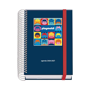 Dohe Prime Playmobil Agenda Escolar 26/27 - Formato A6 - Dia Pagina - Papel Offset Ahuesado 70g - Cubierta de Carton Plastificado - Espiral - Goma - 1