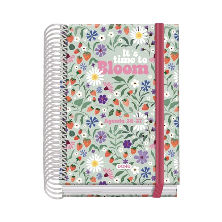Dohe Prime Bloom Agenda Escolar 26/27 - Formato A6 - Dia Pagina - Papel Offset Ahuesado 70g - Cubierta de Carton Plastificado - Espiral - Goma - 12x17 1