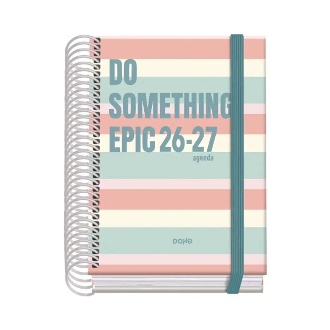 Dohe Prime Epic Agenda Escolar 26/27 - Formato A6 - Dia Pagina - Papel Offset Ahuesado 70g - Cubierta de Carton Plastificado - Espiral - Goma - 12x17x 1