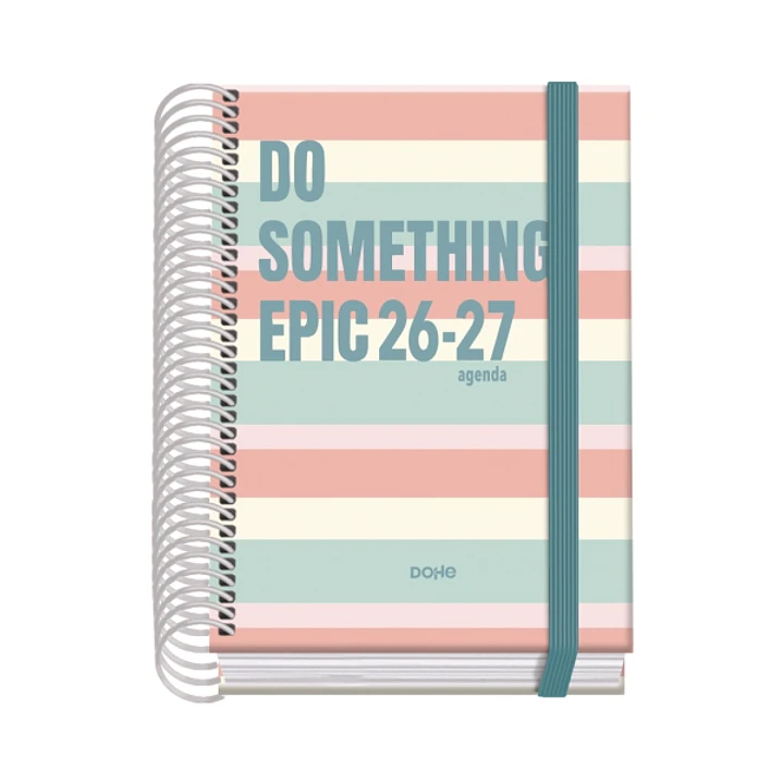 Dohe Prime Epic Agenda Escolar 26/27 - Formato A6 - Dia Pagina - Papel Offset Ahuesado 70g - Cubierta de Carton Plastificado - Espiral - Goma - 12x17x 1