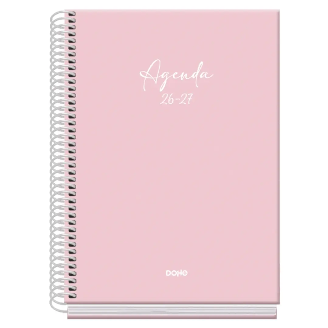 Dohe Basic Serenity Agenda Escolar 26/27 - Formato A5 - Dia Pagina - Papel Offset Ahuesado 70g - Cubierta de Carton Plastificado - Espiral Metalica -  1