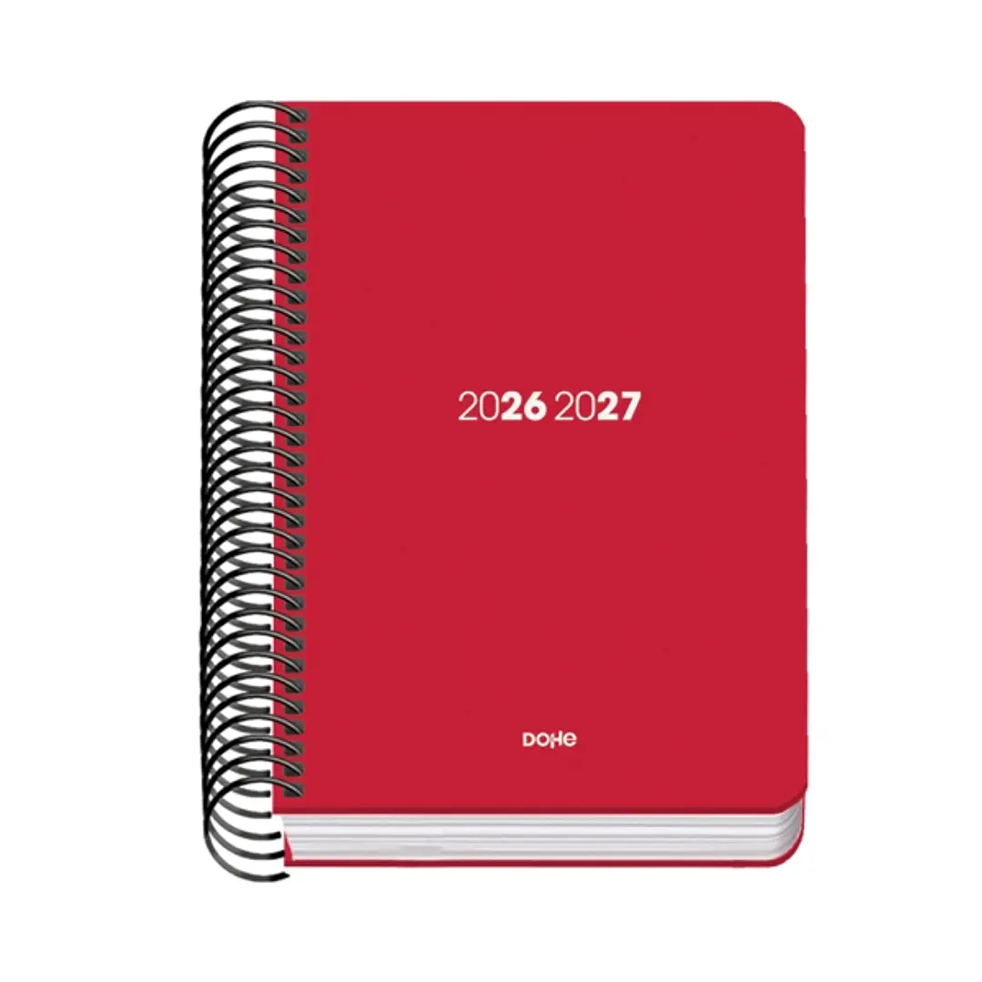Dohe Basic Element Agenda Escolar 26/27 - Formato A6 - Dia Pagina - Papel Offset Ahuesado 70g - Cubierta de Carton Plastificado - Espiral Metalica - G 1