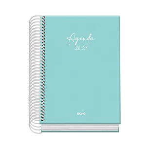 Dohe Basic Serenity Agenda Escolar 26/27 - Formato A6 - Dia Pagina - Papel Offset Ahuesado 70g - Cubierta de Carton Plastificado - Espiral Metalica - 