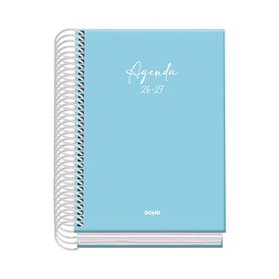 Dohe Basic Serenity Agenda Escolar 26/27 - Formato A6 - Dia Pagina - Papel Offset Ahuesado 70g - Cubierta de Carton Plastificado - Espiral - Goma - 12