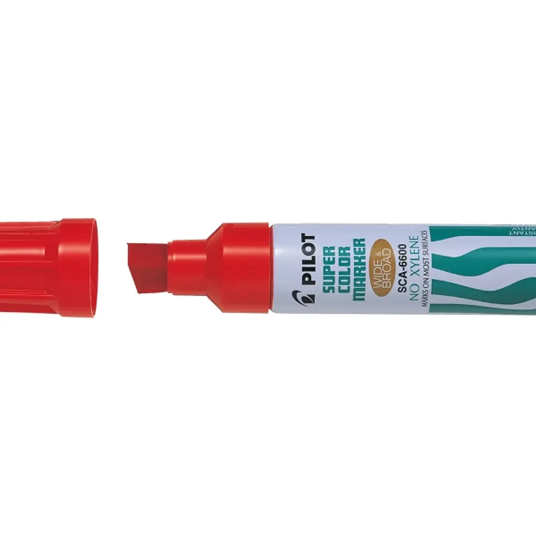 Pilot Super Color 6600 Rotulador Permanente Multisuperficie Extragrueso - Punta Biselada Extragruesa de Fibra - Tinta Base Alcohol Libre de Xileno - C 1