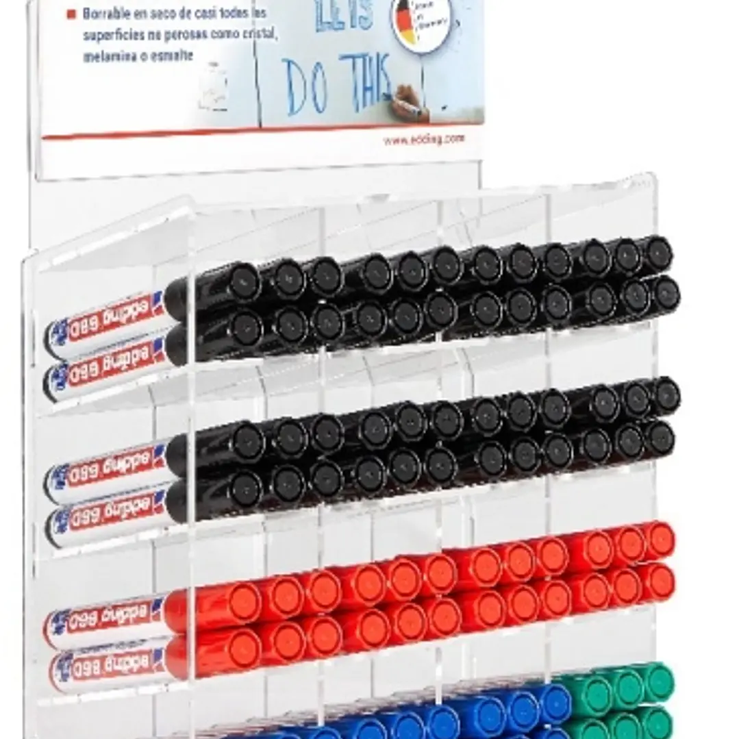 Edding 660 Expositor con 96 Rotuladores para Pizarra Blanca - Punta Redonda - Trazo entre 1.5 y 3mm - Recargable - Secado Rapido - Colores Surtidos 1