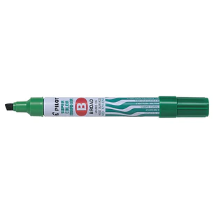 Pilot Super Color Rotulador Permanente Multisuperficie - Punta Biselada de Fibra - Tinta Base Alcohol Libre de Xileno - Cuerpo Metalico - Color Verde