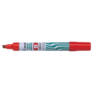 Pilot Super Color Rotulador Permanente Multisuperficie - Punta Biselada de Fibra - Tinta Base Alcohol Libre de Xileno - Cuerpo Metalico - Color Rojo