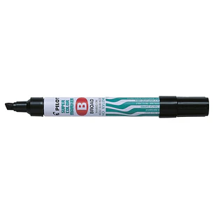 Pilot Super Color Rotulador Permanente Multisuperficie - Punta Biselada de Fibra - Tinta Base Alcohol Libre de Xileno - Cuerpo Metalico - Color Negro
