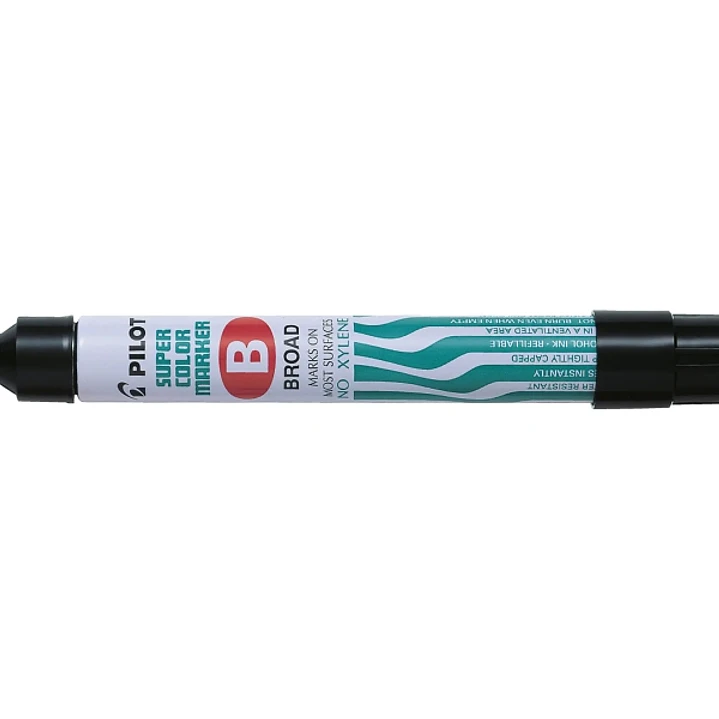 Pilot Super Color Rotulador Permanente Multisuperficie - Punta Biselada de Fibra - Tinta Base Alcohol Libre de Xileno - Cuerpo Metalico - Color Negro 1