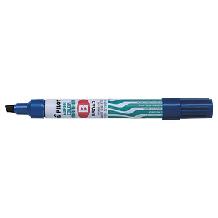 Pilot Super Color Rotulador Permanente Multisuperficie - Punta Biselada de Fibra - Tinta Base Alcohol Libre de Xileno - Cuerpo Metalico - Color Azul