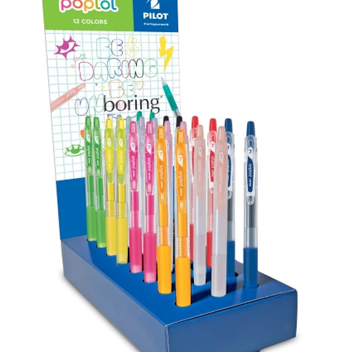Pilot Pop Lol Expositor de 24 Boligrafos de Tinta Gel Retractiles - Punta 0.7mm - Trazo 0.32mm - Grip de Agarre - Colores Surtidos 1