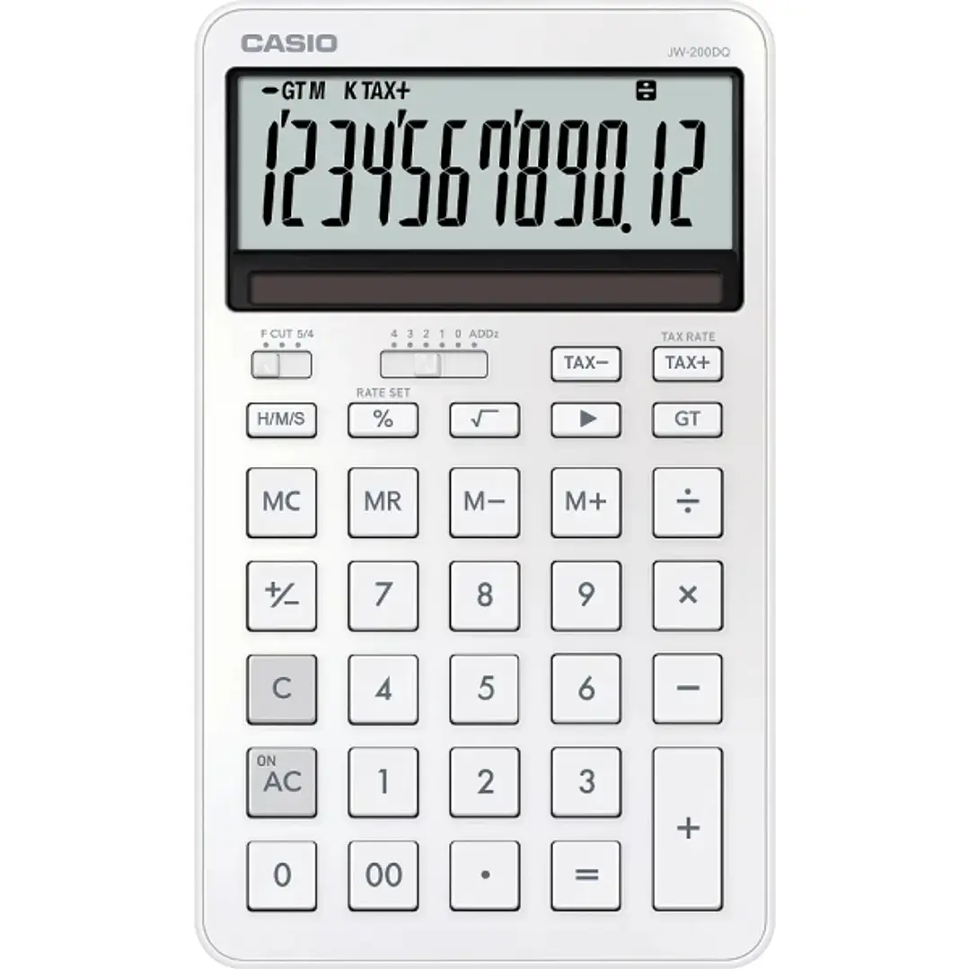 Casio JW-200DQ Calculadora de Sobremesa Compacta con Pantalla LCD de 12 Digitos - Calculo de Impuestos, Porcentajes, Raiz Cuadrada etc... - Alimentaci 1