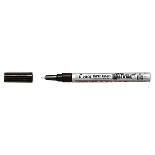Pilot Super Color Rotulador Permanente Fino - Punta de 1mm de Poliacetal - Tinta muy Densa y Opaca - Cuerpo Metalico - Color Plata