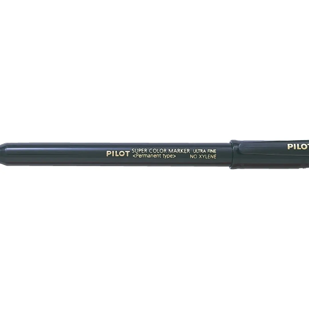 Pilot Super Color Rotulador Permanente Ultra Fino - Punta de Poliacetal 1mm - Libre de Xileno - Color Negro 1