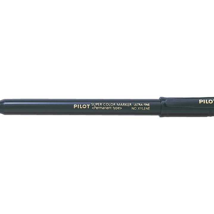 Pilot Super Color Rotulador Permanente Ultra Fino - Punta de Poliacetal 1mm - Libre de Xileno - Color Negro 1