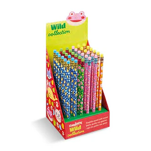 Carioca Wild Collection Expositor con 36 Lapices HB con Goma de Diferentes Colores - Divertidos Diseños de Animales