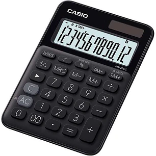 Casio MS-20UC Calculadora de Sobremesa Pequeña - Pantalla LCD de 12 Digitos - Alimentacion Solar y Pilas - Color Negro