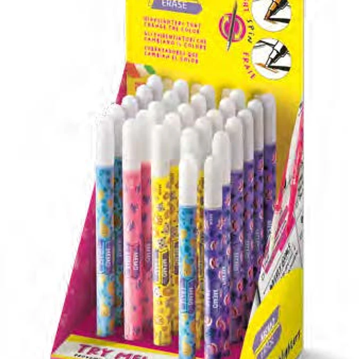 Carioca Memo Erase 2 en 1 Expositor con 25 Rotuladores +2 para Probar - Una Punta Subraya y la otra Borra el Color - Colores Surtidos 1