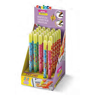 Carioca Memo Switch 2 en 1 Expositor con 25 Rotuladores + 2 para Probar - Una Punta Subraya y la otra Cambia de Color - Colores Surtidos