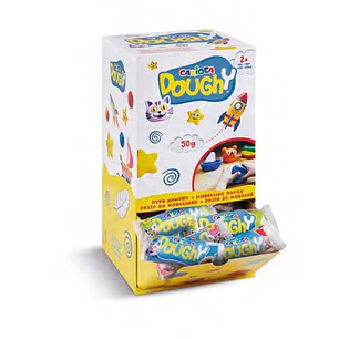 Carioca Doughy Expositor con 48 Paquetes de Pasta de Modelar 50gr - Blanda y Flexible - Facil de Amasar y Moldear - Ideal para Iniciacion al Modelaje 